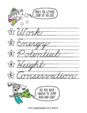 Load image into Gallery viewer, 100 FUN PHYSICS Words Cursive Handwriting Book